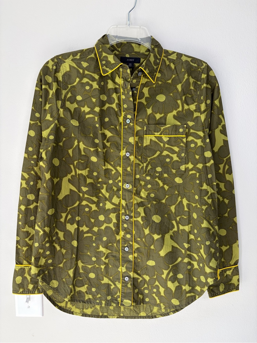 J. Crew Camo Flowers Green Long Sleeve Button Down Shirt 100% Cotton